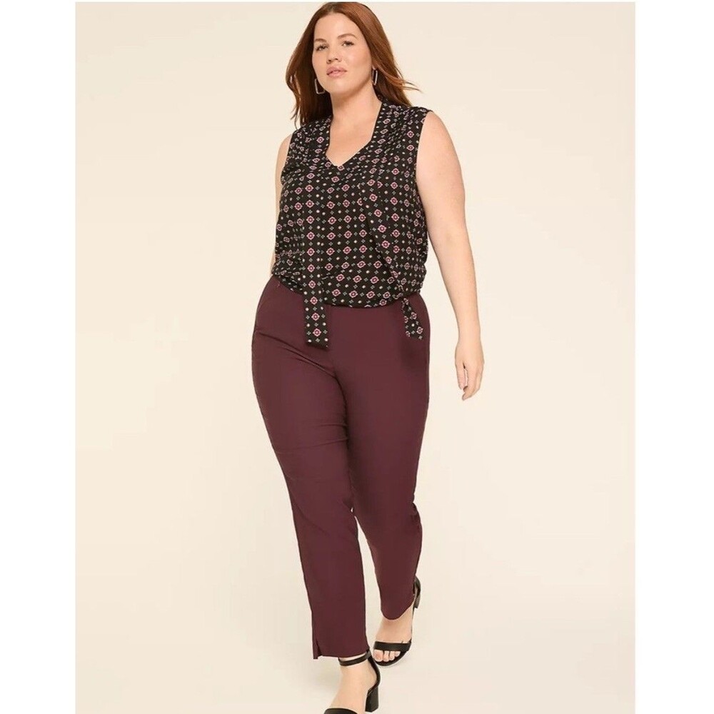 Lane Bryant Pants Womens 22 Red Slim Ankle Mid Rise 4 Season Stretch Career NWT